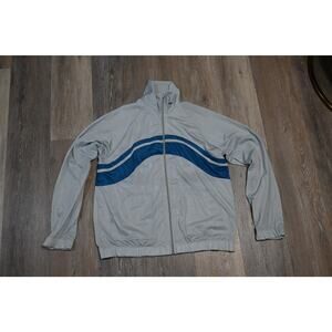 Vintage Osaga Warm-Up Track Jacket Gray Blue Stripe – Men’s Medium – 80s/90s